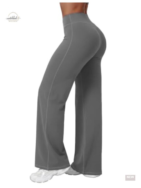 Pants - Seamless High Waisted Straight Leg Yoga Pants Stretch Athletic
